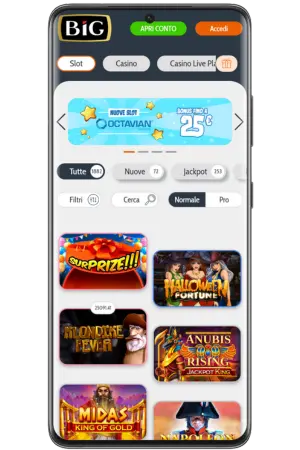 Big casino app con giochi slot disponibili